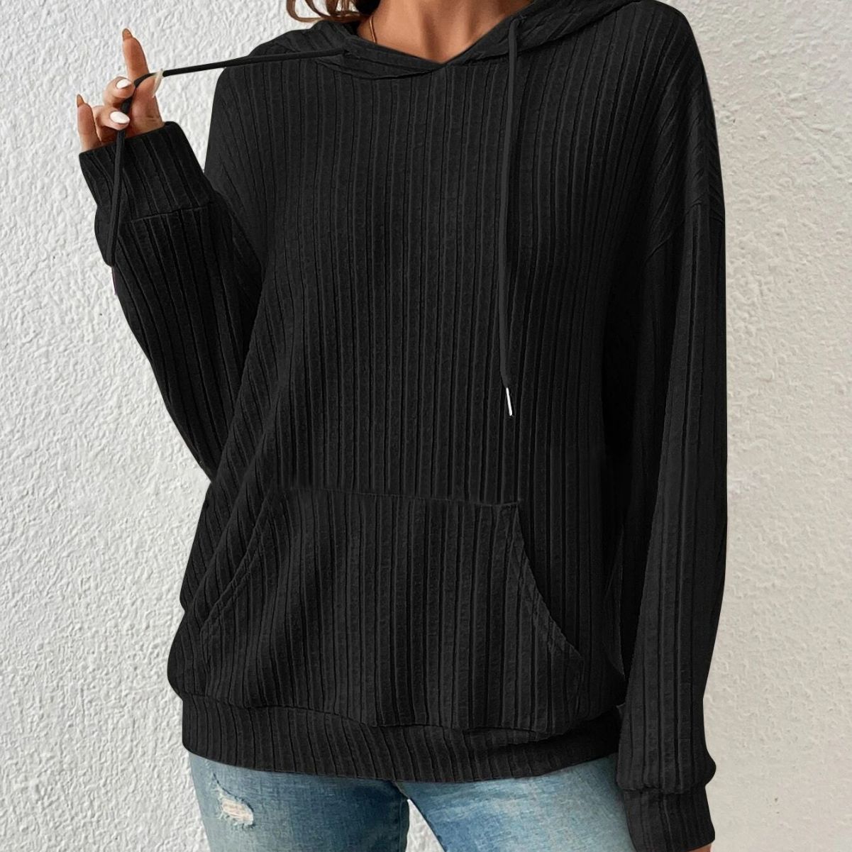 Iwona | Bluza Z Kapturem i Kieszeniami