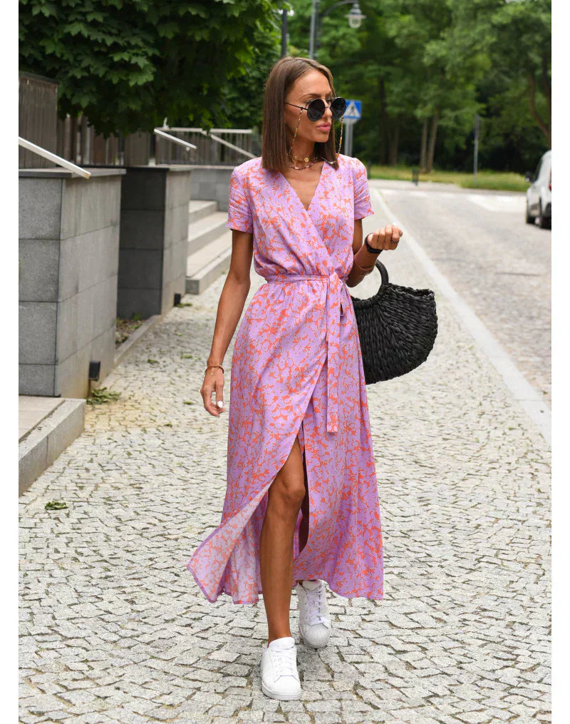 Ewa™ | Elegancka Sukienka z Dekoltem w Serek i Zakryciem Brzucha