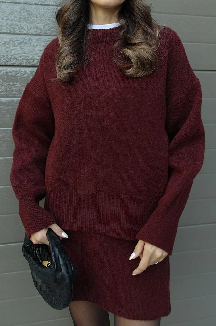 Beata | Komplet Dzianinowy – Sweter + Spódnica