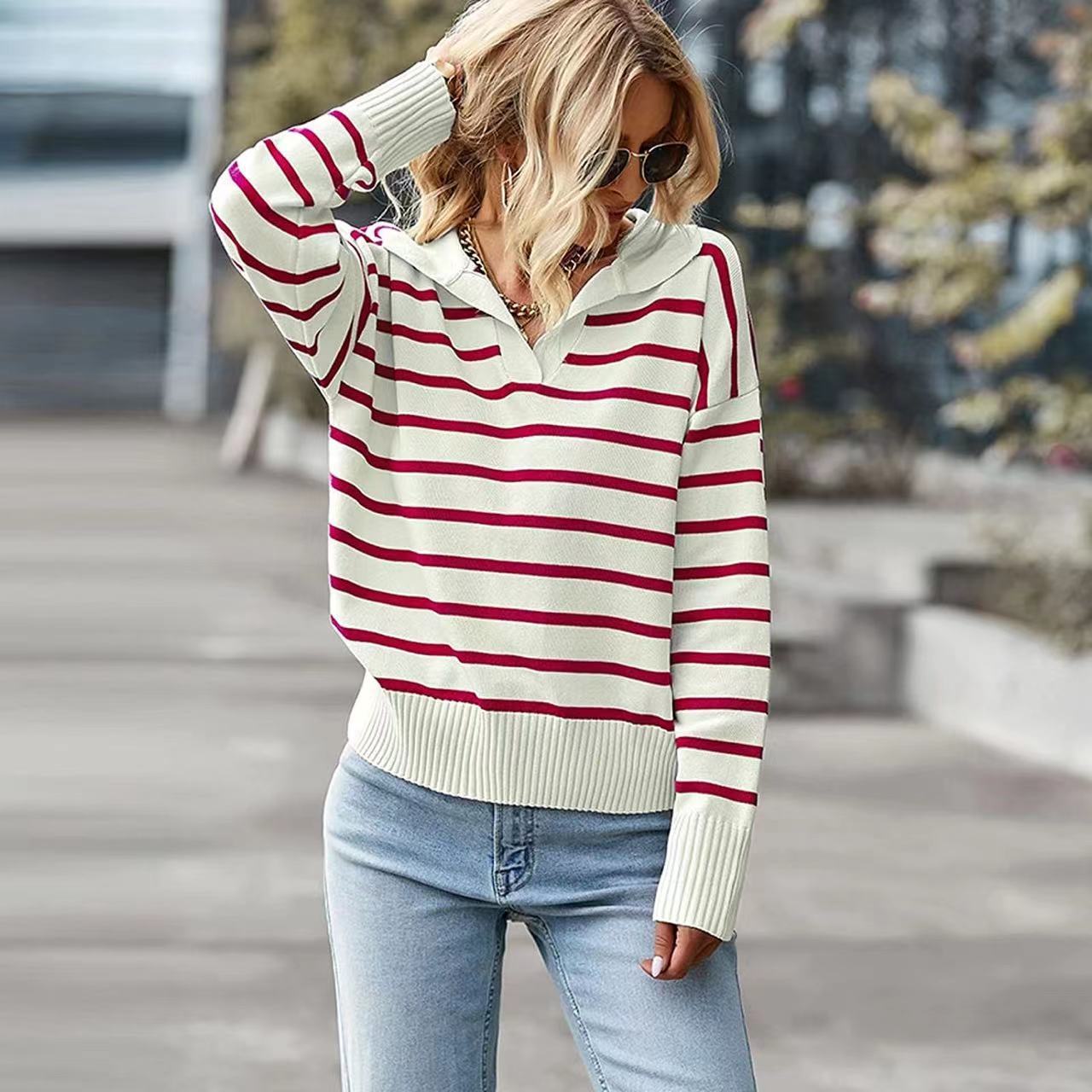Dorota | Sweter Casual w Paski