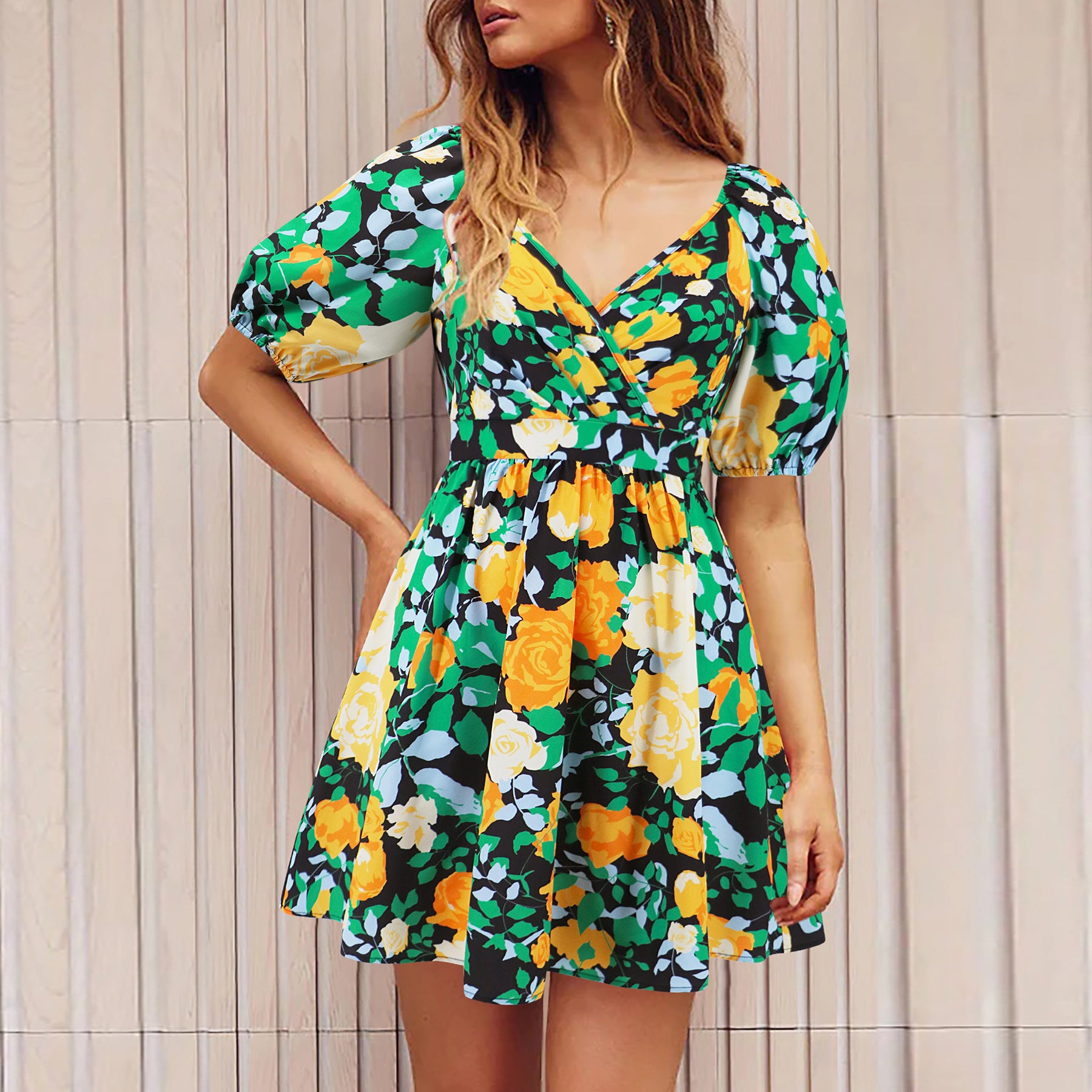Mireya Floral Puff Dress