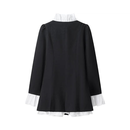 Sabina™ | Sukienka Mini z Falbaną i Długim Rękawem