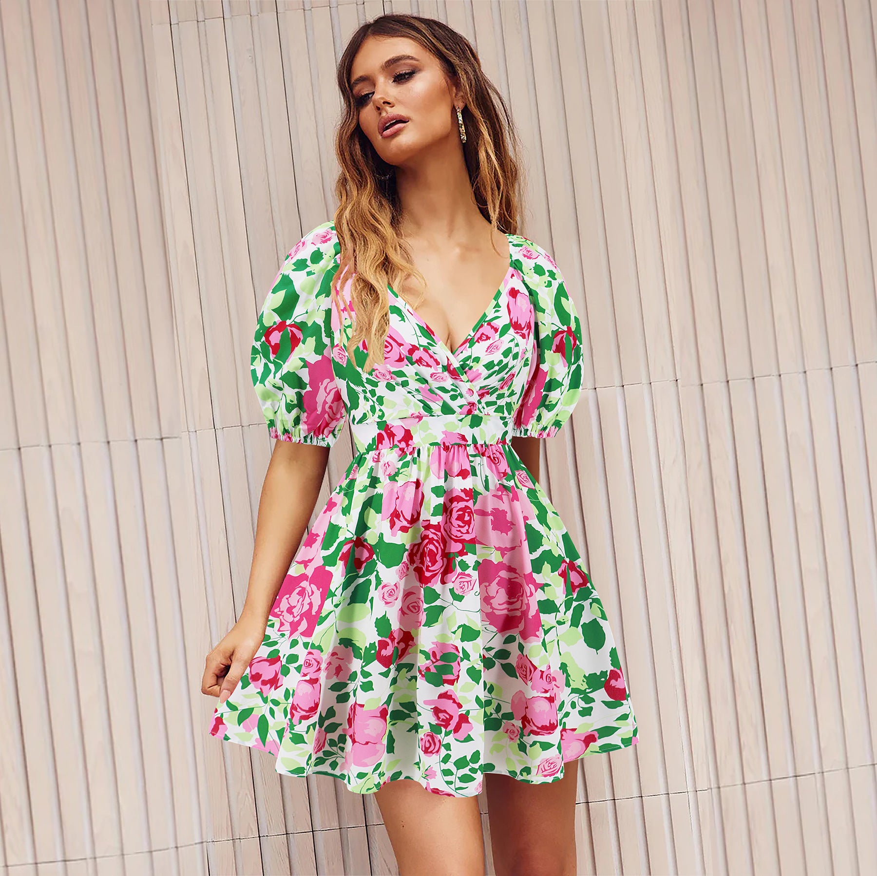 Mireya Floral Puff Dress