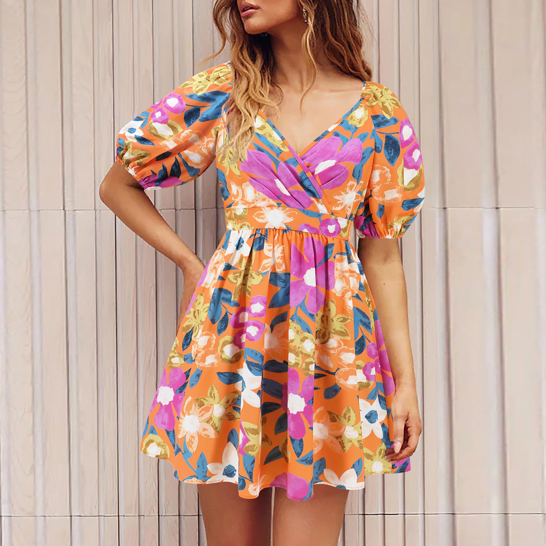 Mireya Floral Puff Dress