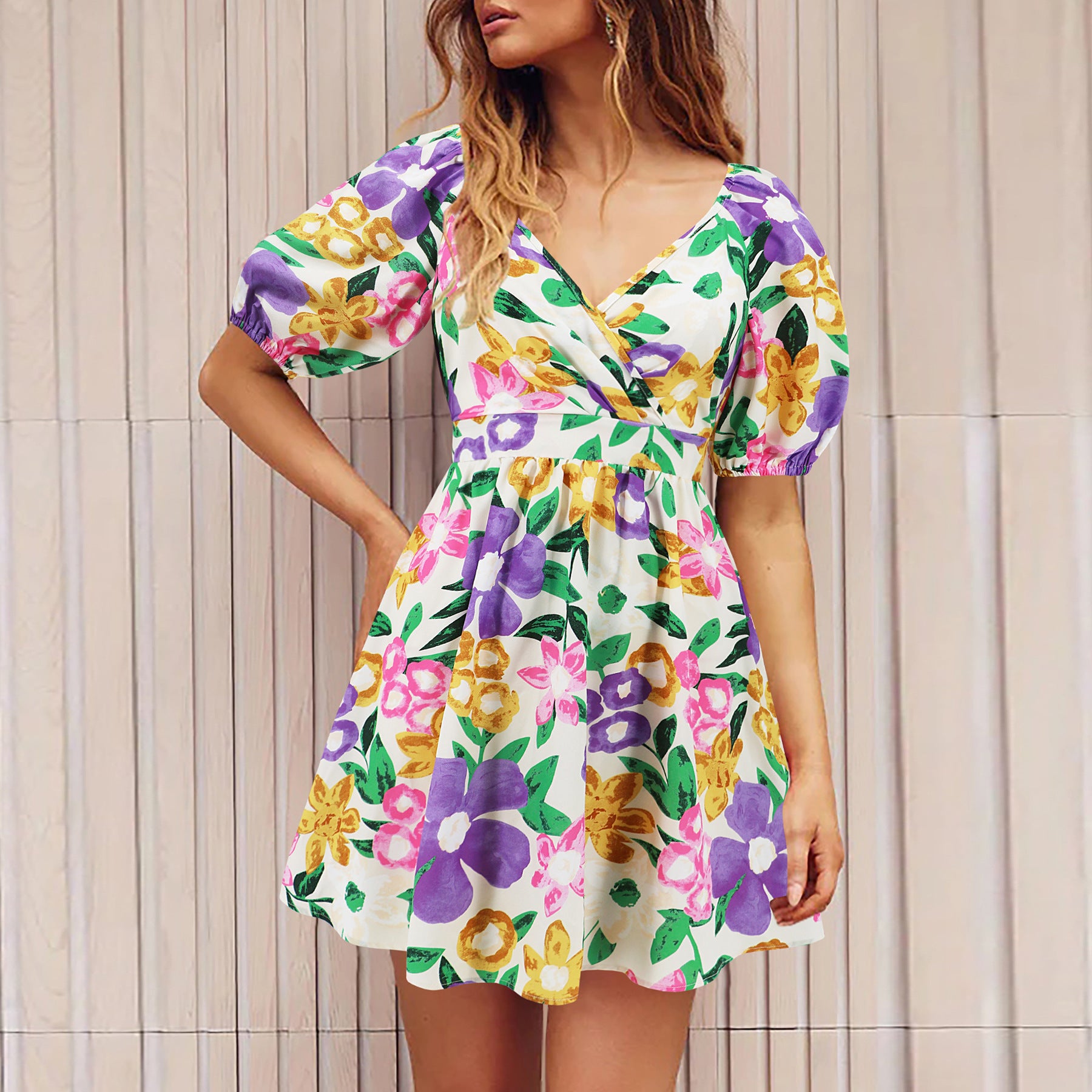 Mireya Floral Puff Dress