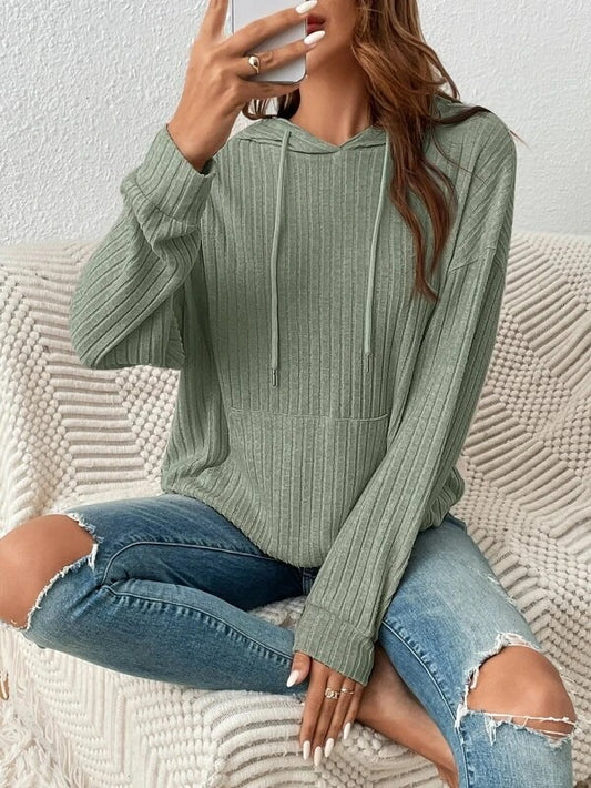 Iwona | Bluza Z Kapturem i Kieszeniami